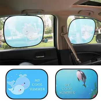 2 шт., солнцезащитный козырек на боковое окно автомобиля с мультяшным рисунком, складной автомобильный чехол от солнца для детей, подходящий для всех сезонов