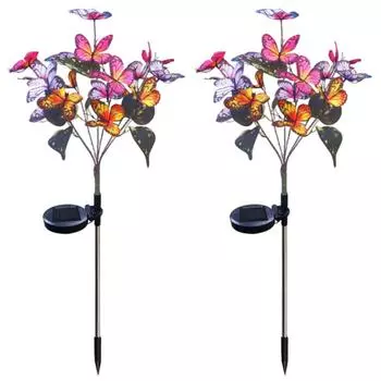 2 шт. солнечной лампы-бабочки, качающаяся лампа-бабочка, декоративная лампа для двора, водонепроницаемая, автоматическое включение/выключение для дворовой дорожки B