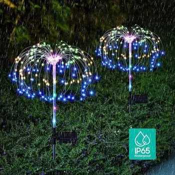 2 шт. Солнечные фейерверки, 60 светодиодов, солнечные уличные фонари, декоративное освещение, сверкающие фонари для сада и двора