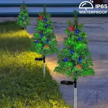 2 шт. Солнечные огни для рождественской елки, уличные украшения для сада, дорожки, двора, входной двери, кладбища, газона, рождественские и новогодние декоративные лампы