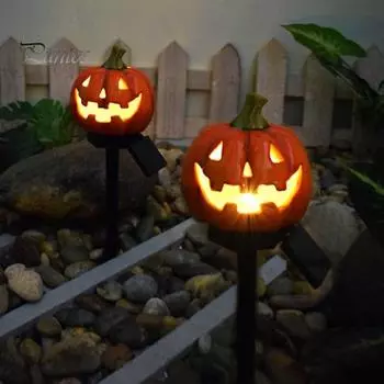2 шт. Солнечные огни на Хэллоуин, украшение на Хэллоуин, солнечный призрачный свет с колышком, жуткий ландшафтный декоративный свет для двора, кладбища, дорожки, газона A