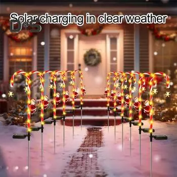 2 шт. солнечные рождественские огни в виде леденцов, Санта-Клаус, снеговик, дорожные огни, уличные водонепроницаемые маркеры для дорожек с кольями для сада и двора Snowman