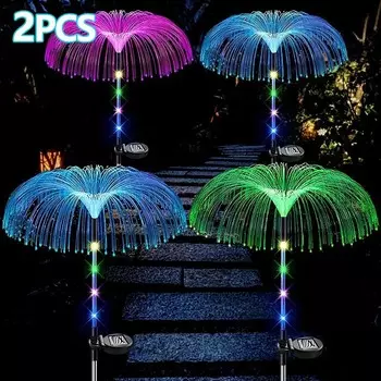 2 шт. Солнечные украшения в виде медуз, Солнечная энергия с изменением цвета RGB, Солнечные фонари в виде медуз, Наружный декор, Садовые фонари, Водонепроницаемый сад на открытом воздухе