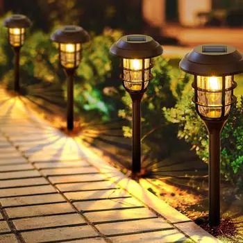 2 шт., солнечные уличные светильники, меняющие цвет, солнечные садовые светильники, водонепроницаемые, с автоматическим включением/выключением, солнечные ландшафтные светильники для двора, патио, дорожки