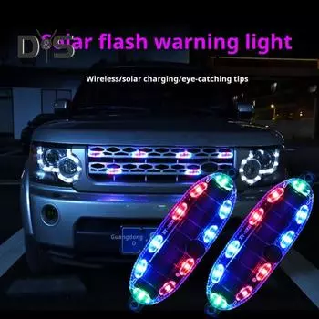 2 шт. Солнечные вспышки предупреждающие огни 3 режима регулируемые автоматические выключения водонепроницаемый дизайн мотоциклы велосипеды сигнальные огни мигающие охранные огни чёрный