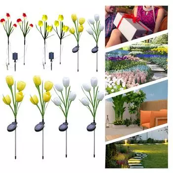 2 шт. солнечных уличных садовых светильников с 6/8 тюльпанами водонепроницаемые светодиодные ландшафтные светильники светодиодные солнечные цветочные светильники для патио газона D
