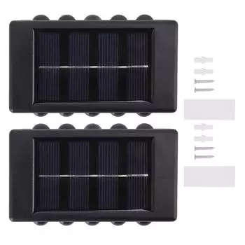 2 шт. Солнечный настенный светильник водонепроницаемый вверх-вниз светящийся настенный светильник уличный ландшафтный сад декоративный