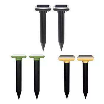 2 шт. Солнечный отпугиватель животных вибрационный ультразвуковой отпугиватель мышей для двора чёрный