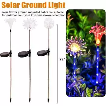2 шт. Солнечный подземный светильник 7 цветов светодиодный трубчатый цветок Stakr лампа для улицы парк двор праздничная атмосфера декоративный цветочный светильник Solar Lamp