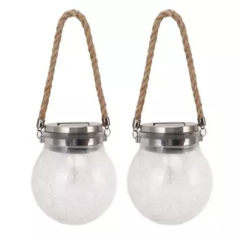 2 шт. Солнечный стеклянный шар водонепроницаемый автоматический светодиодный вращающийся треснувший фонарь для террасы на лужайке