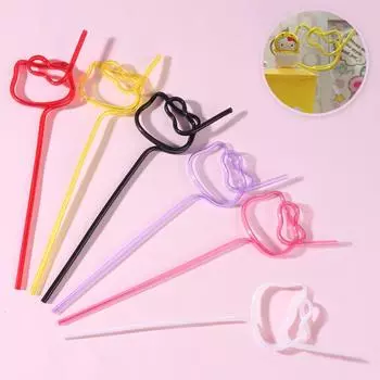 2 шт соломинка с мультяшной кошачьей головой