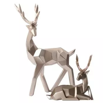 2 шт. Современная статуя оленя из смолы, скульптура для домашнего рабочего стола, украшения для шкафа, украшения (золотой)