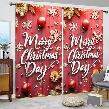 2 шт. создают праздничную атмосферу веселого Рождества, напечатанные занавески для рождественского домашнего декора - карманные оконные шторы для спальни 52.5cmX116cm X 2pcs