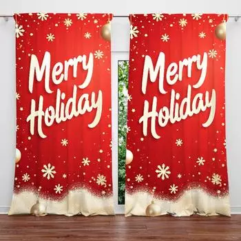 2 шт. создают праздничную атмосферу веселого Рождества, напечатанные занавески для рождественского домашнего декора - карманные оконные шторы для спальни 52.5cmX116cm X 2pcs