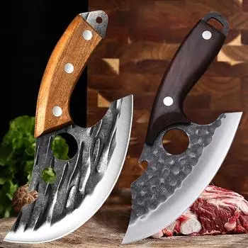 2 шт., специальный нож для обвалки, высокопрочный карманный нож для резки мяса, деревянная ручка, мясной тесак, острые бытовые ножи для фруктов с ножнами
