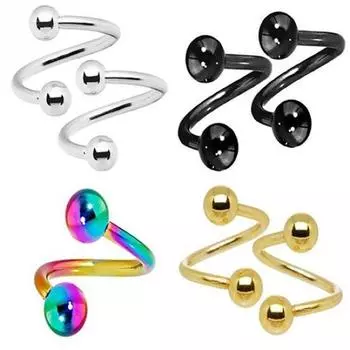 2 шт. спиральное кольцо из нержавеющей стали Twister для губ и носа, пирсинг, ювелирные изделия