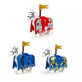 2 шт., средневековый рыцарь, солдат, MOC, боевой конь, мини-фигурки, аксессуары, детали для строительного кирпича, военные армейские блоки, игрушки для мальчиков