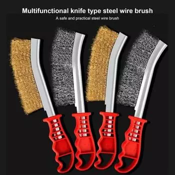 2 шт., стальная проволочная щетка для удаления ржавчины, форма эргономичной ручки, портативный ручной инструмент, полировка барбекю, металлическая поверхность, удаление ржавчины, проволочная щетка, товары для улицы жёлтый