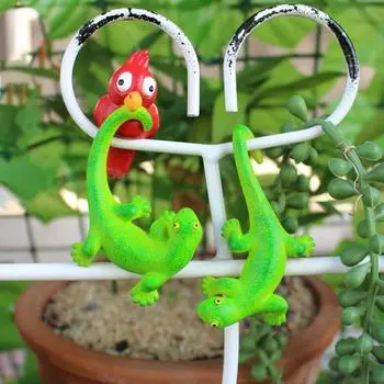 2 шт., статуэтка геккона, подвесная фигурка ящерицы, цветочный горшок, украшение, смоляной геккон для офиса, цветочный горшок, уличное растение, декор зелёный
