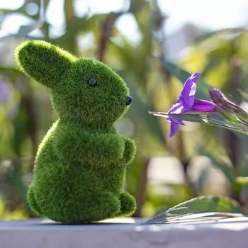 2 шт. Статуэтка пасхального кролика зеленая пушистая фигурка кролика садовая весна