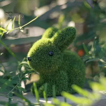 2 шт., статуэтка пасхального кролика, зеленая пушистая фигурка кролика, садовый весенний декор, украшение кролика на Пасху, настольное украшение для двора Rabbit