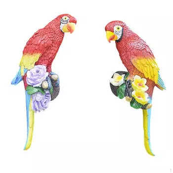 2 шт. Статуэтка попугая, подвесная скульптура, искусственный декор, художественная смоляная фигурка птицы для красный