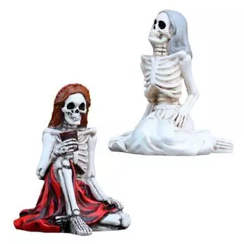 2 шт. Статуэтка сестер-скелетов из смолы, статуэтка девочки-скелета, жуткая
