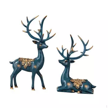 2 шт. статуэтка-украшение в виде оленя, безделушка, статуэтка для украшения Дня святого Валентина синий