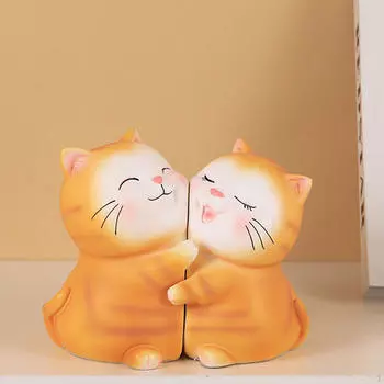 2 шт. Статуэтки кошек Декоративные фигурки Подставки для книг Коллекционные настольные украшения Подставки для книг оранжевый