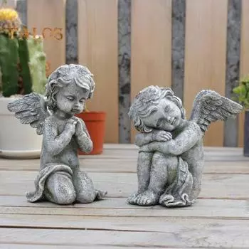 2 шт. статуи херувима Ангел садовые мемориальные украшения водостойкие УФ-стойкие Крытый Открытый очаровательные скульптуры смолы декор ангела Sets