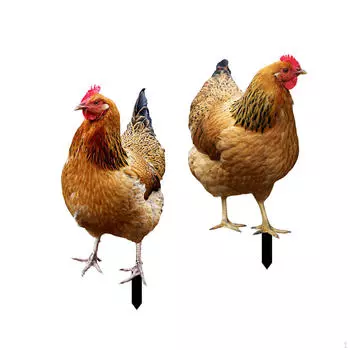 2 шт. Статуя курицы Садовые колья Скульптуры животных Реалистичные дворовые художественные фигурки курицы Земля
