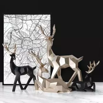 2 шт. статуя лося модная 3D печать вечеринка дома хорошая символика 5 цветов украшения пара фигурка оленя чёрный/белый