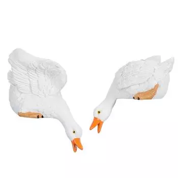 2 шт., статуя пьющей утки, водонепроницаемая смола, утка, садовый пейзаж, фигурки, декоративные уличные животные