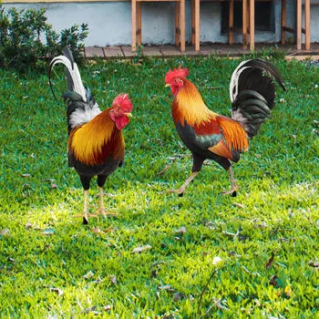 2 шт., статуя петуха, садовые колья, скульптуры животных, украшения, фигурки петуха, земная вставка для