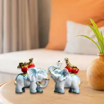 2 шт. Статуя слона, декоративная статуэтка из смолы для тематической вечеринки синий