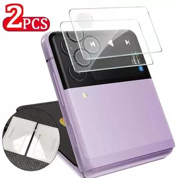 2 шт. [стекло заднего экрана + стекло объектива] HD прозрачная защитная пленка для заднего экрана из закаленного стекла пленка для камеры для Samsung Galaxy Z Flip 3/4 5G ZFlip4 Flip4 Flip3 Samsung Z Flip 4 чистый
