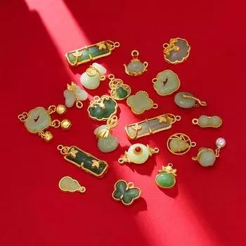 2 шт. стеклянный сплав инкрустированный нефритовый кулон с пряжкой безопасности облачный замок кулон ручной работы браслет ожерелье антикварные аксессуары для одежды