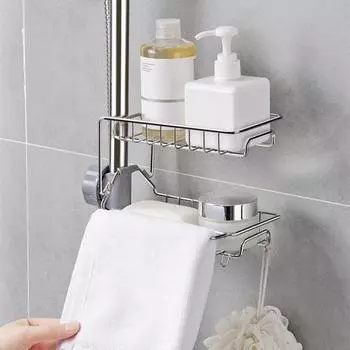 2 шт. Стеллаж для хранения кранов, держатель для губки для раковины, нержавеющий, устойчивый к коррозии, полая конструкция, регулируемая S