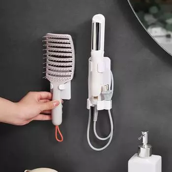 2 шт. Стеллажи для хранения щипцов для завивки настенные регулируемые противоскользящие держатели для щипцов для завивки волос Держатель для фена Держатель для бигуди для волос белый