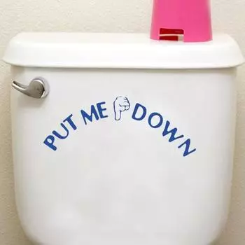 2 шт., стикер для унитаза «Положи меня», съемный самоклеящийся, водостойкий, из ПВХ, крышка унитаза для ванной комнаты, напоминание о закрытии, украшение, наклейка синий