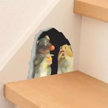 2 шт. стикер на стену, самоклеящаяся, устойчивая к разрыву, водонепроницаемая, съемная, влагостойкая, с узором в виде отверстия для мыши, мультяшная наклейка, наклейка для домашнего декора I