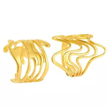 2 шт. Стильные унисекс кольца Необычные кольца-лава Современный набор колец с открытием Уникальные регулируемые кольца Текстура нержавеющей стали золотой