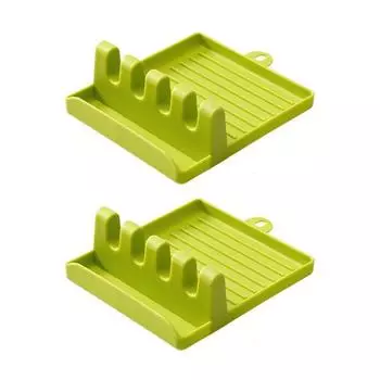 2 шт. стойка для хранения, прочная, легко чистящаяся, утолщенная, с подвесным отверстием, гладкая поверхность, органайзер с крышкой-ложкой A зелёный