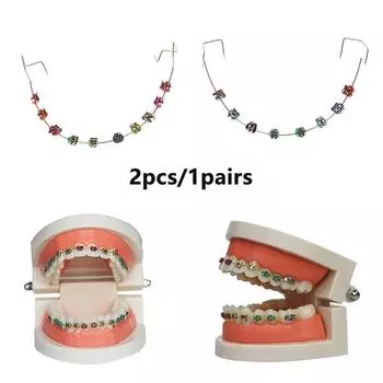 2 шт. стоматологические поддельные брекеты брекеты зубы временные стоматологические украшения аксессуары металлические проволоки цветные ортодонтические лигатуры