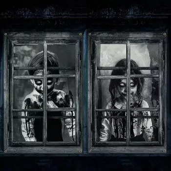 2 шт. Страшная Хэллоуинская занавеска для украшения стен и дверей на вечеринку в помещении и на улице