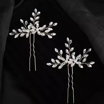 2 шт. Стразы Женские Свадебные Заколки для Волос Модные Ручной Работы Вечерние Свадебные Аксессуары для Волос Ювелирные Изделия Подружка Невесты Невеста Головной Убор Тиары