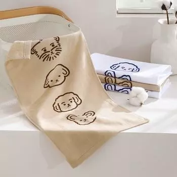 2 шт. сухое полотенце для волос 25x50 см корейское полотенце с милым щенком хлопковое утолщенное полотенце для лица удобное мягкое детское банное полотенце для мытья лица белый