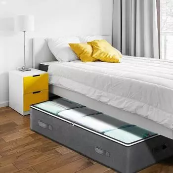 2 шт., сумка для хранения под кроватью, прочные компактные контейнеры для хранения одежды на молнии для дома, спальни серый