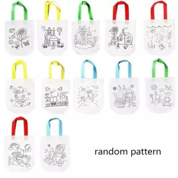 2 шт. сумка для самостоятельного изготовления с маркерами для раскрашивания, нетканые сумки для детей, художественные поделки, цветная игрушка для рисования, случайная One Size белый