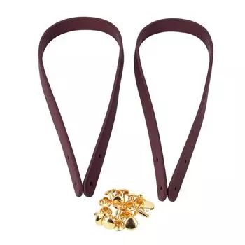 2 шт. сумка ремешок для руки спилок кожа DIY части сумки ручной работы с 8 комплектами светло-золотых заклепок набор(Вино бордовый